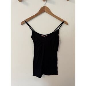 VTG Y2K Velvet By Graham Spencer Black Spaghetti Strap Tank Top V Neck Club NWT